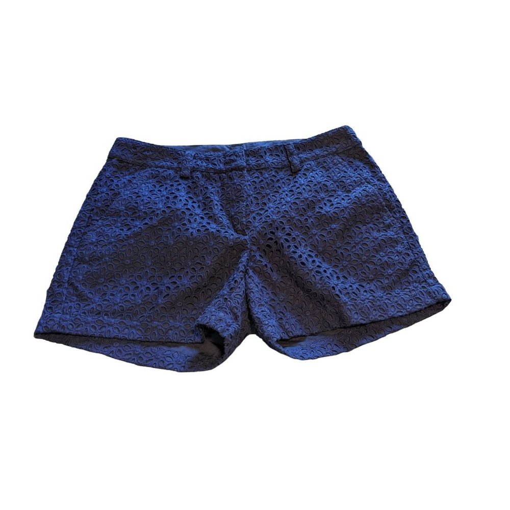 Garnet Hill Women’s Navy Blue Eyelet Cotton Summer Shorts Sz 2